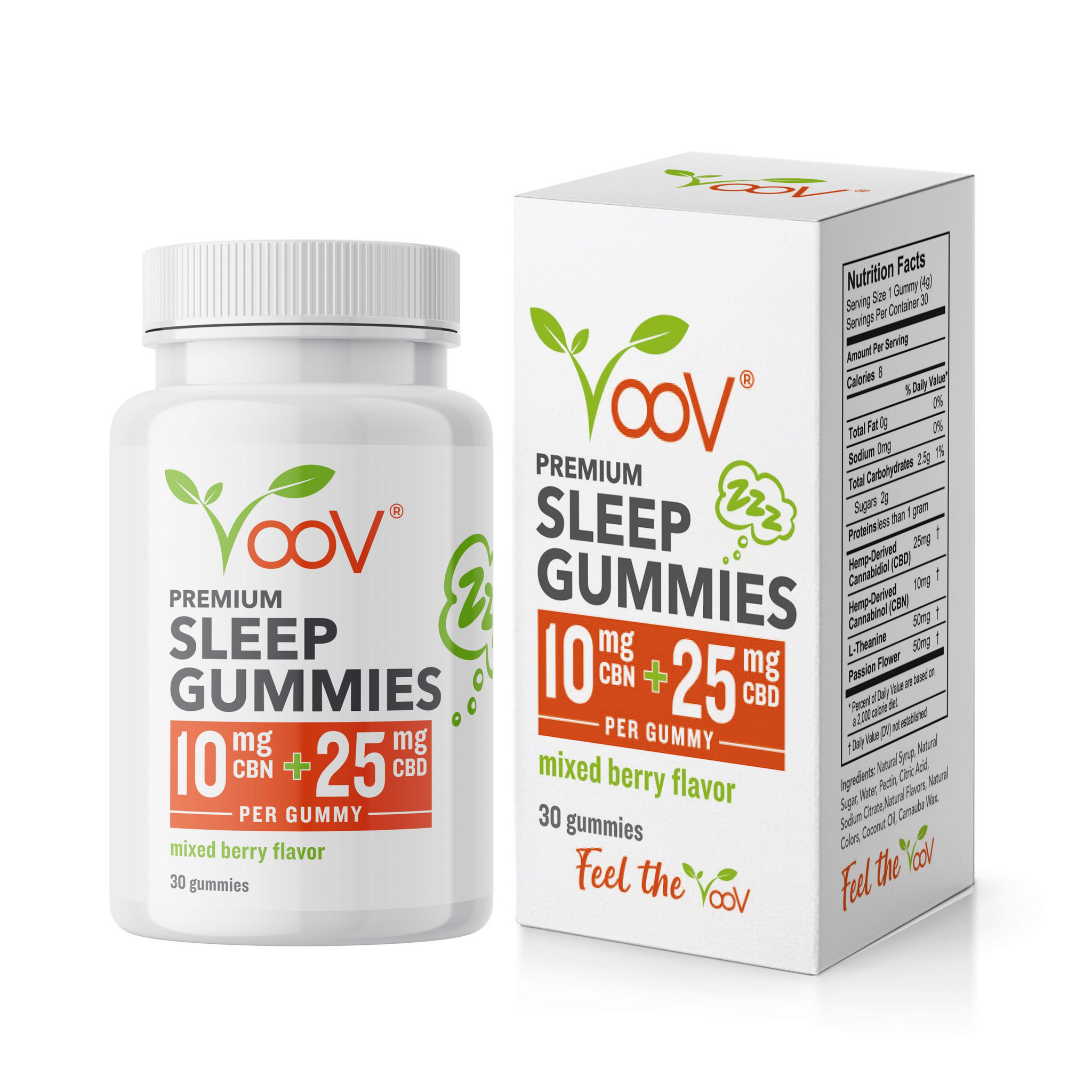 Voov Premium Sleep Gummies Mixed Berry Flavor 10mg CBN and 25mg CBD